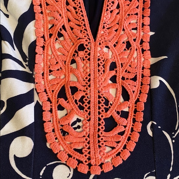 Lilly Pulitzer Briella Fit and Flare A line Floral Palm Beach dress Bright Navy - Picture 10 of 15